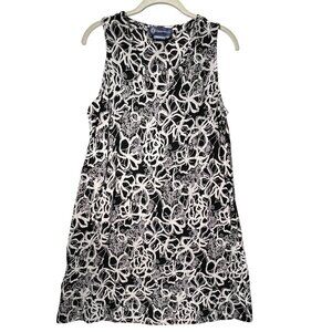 Democracy Sleeveless Shift Dress Black White Floral V-Neck AB Solution Summer 12